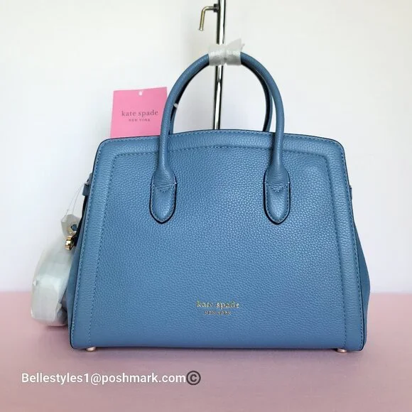KATE SPADE Knott Pebbled Leather Suede MEDIUM Satchel- Manta